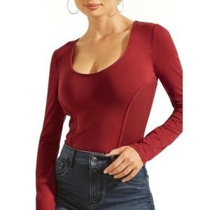 Guess Red Tencel Long Sleeve Shirt. NWT. Size Small
